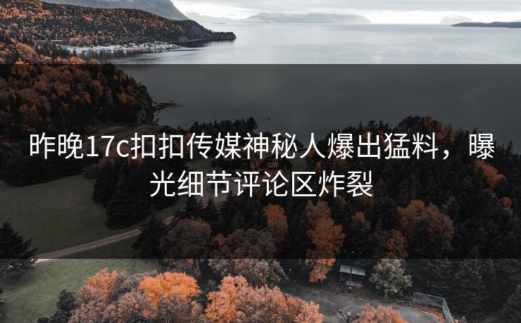 昨晚17c扣扣传媒神秘人爆出猛料，曝光细节评论区炸裂