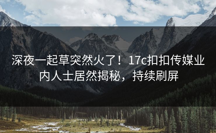 深夜一起草突然火了！17c扣扣传媒业内人士居然揭秘，持续刷屏