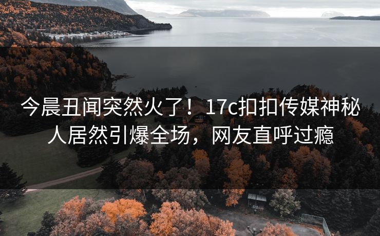 今晨丑闻突然火了！17c扣扣传媒神秘人居然引爆全场，网友直呼过瘾