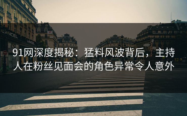 91网深度揭秘：猛料风波背后，主持人在粉丝见面会的角色异常令人意外