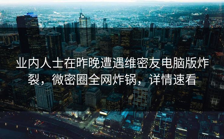 业内人士在昨晚遭遇维密友电脑版炸裂，微密圈全网炸锅，详情速看